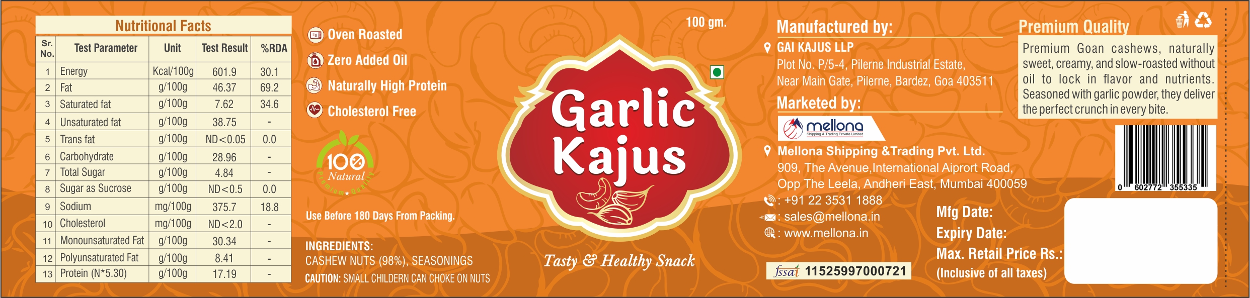 Label Design  - Garlic Kajus